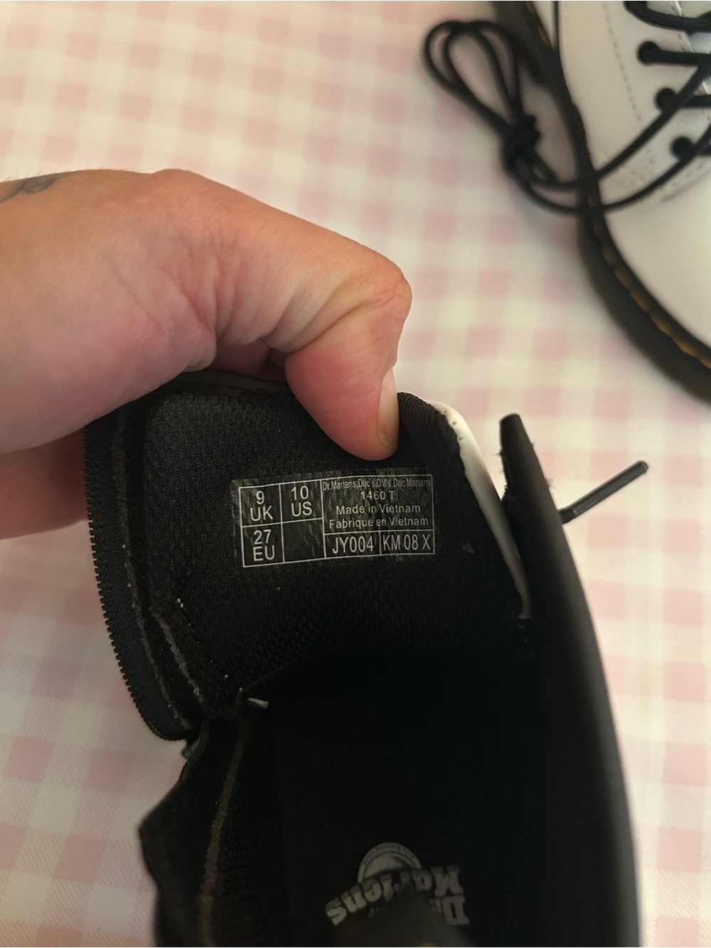 Dr. Martens White and Black Kids Combat Boots - Picture 4 of 5
